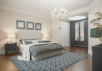 Спальня Орландо 5, тип кровати Мягкие, цвет Серый уголь