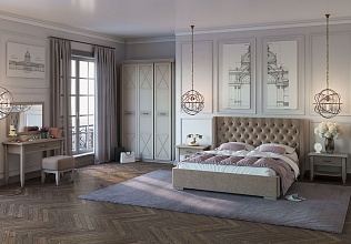 Спальня Кантри 14, тип кровати Мягкие, цвет Серый камень